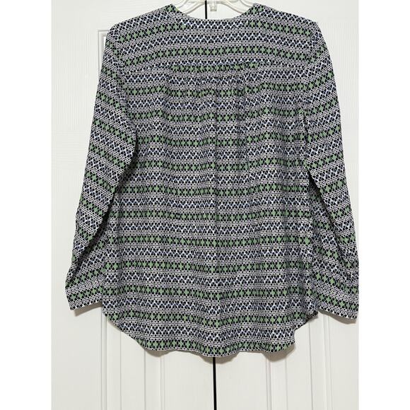 NWT Ann Taylor LOFT Patterned Long Sleeve Blouse, Size L - Picture 2 of 7